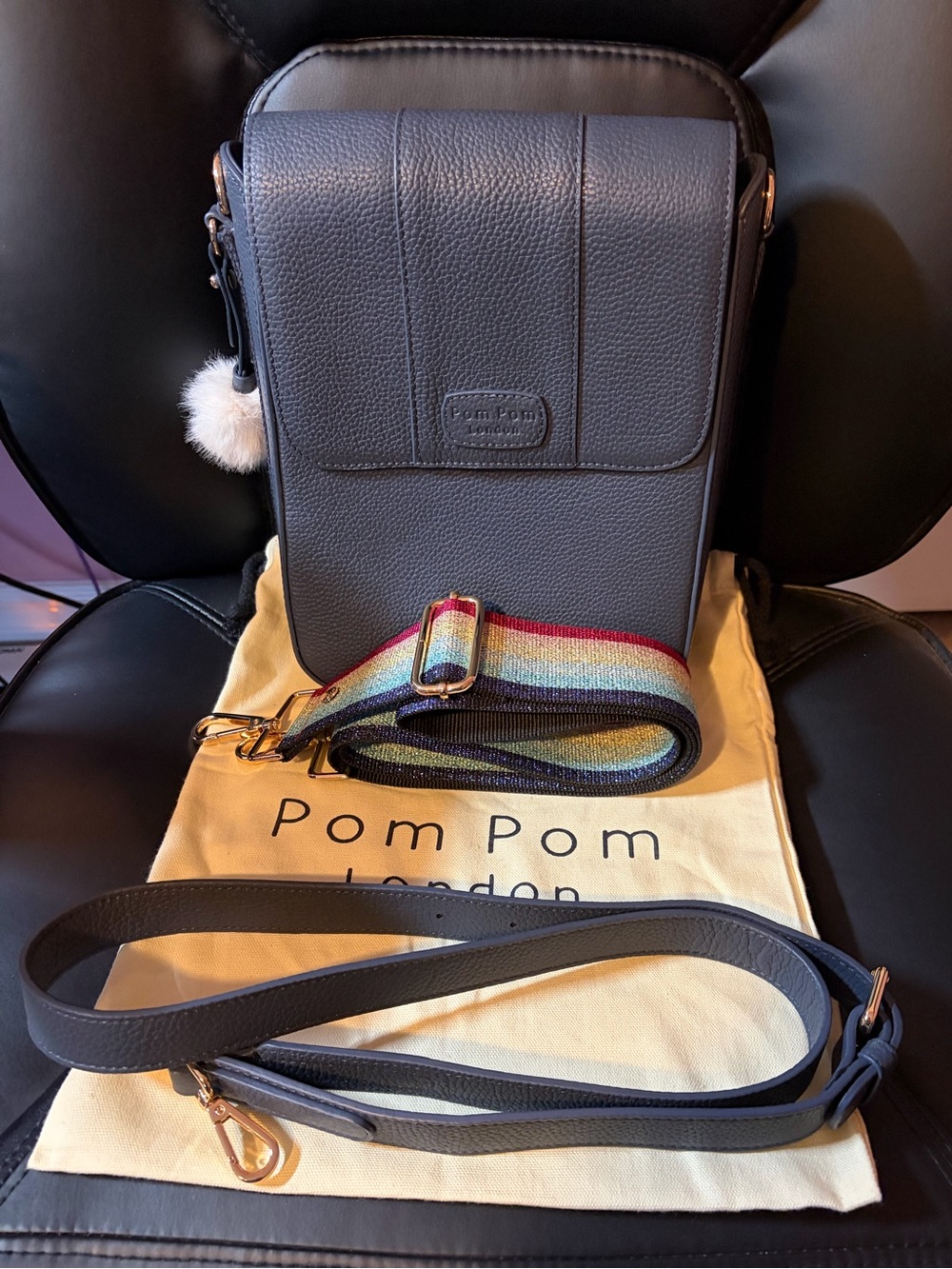 Pom Pom London Slate Blue Portland Bag
